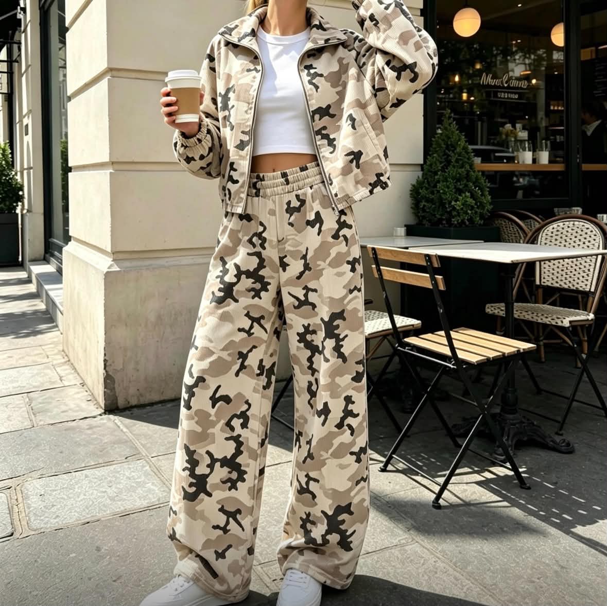 Beige camouflagejakke