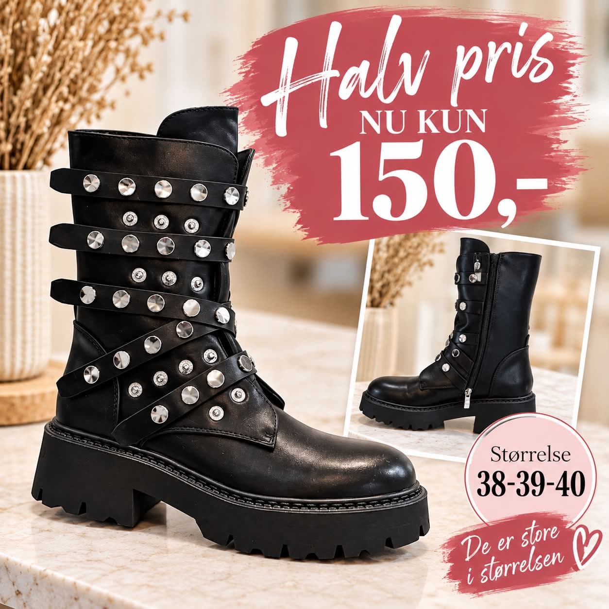 Støvle med nitter
